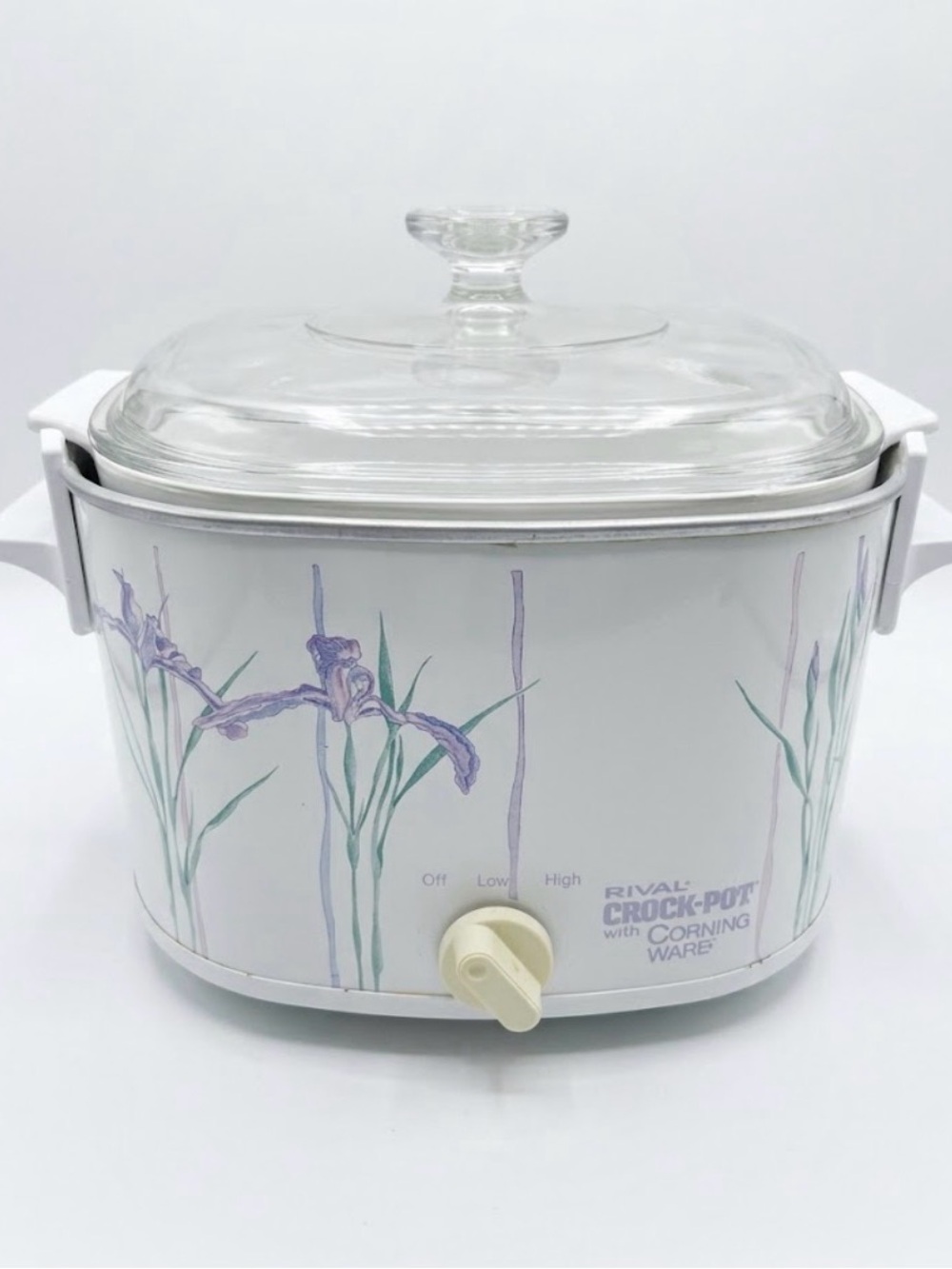 Vintage Rival Crock-Pot with CorningWare 3 Qt Shadow Iris Complete 3 pc set